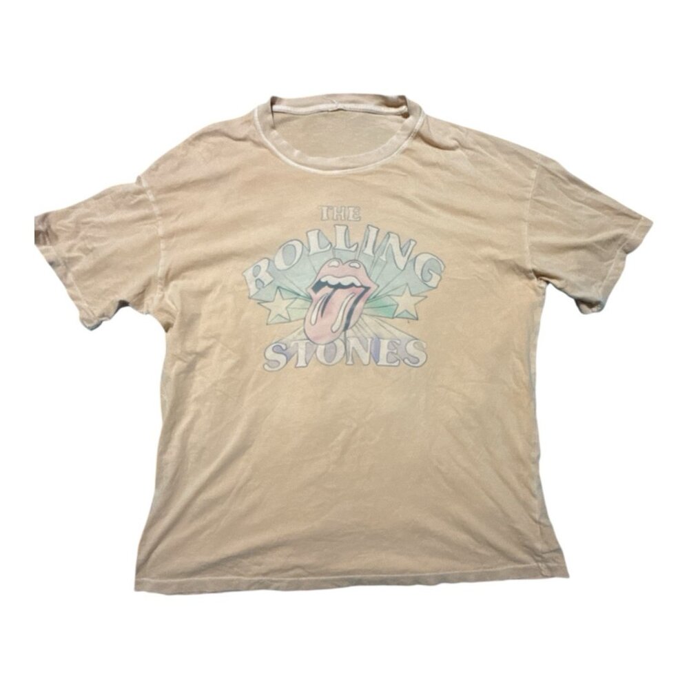 American Eagle Shirt Women M Orange Rolling Stones Oversized Short Sleeve
